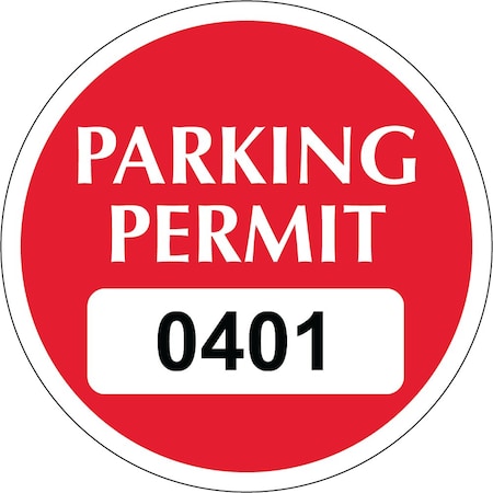 Lustre-Cal Repositionable Parking Permit Dark Red 2in x 2in  Circle Serialized 401-450, 50PK 253749Py1RdDi0401